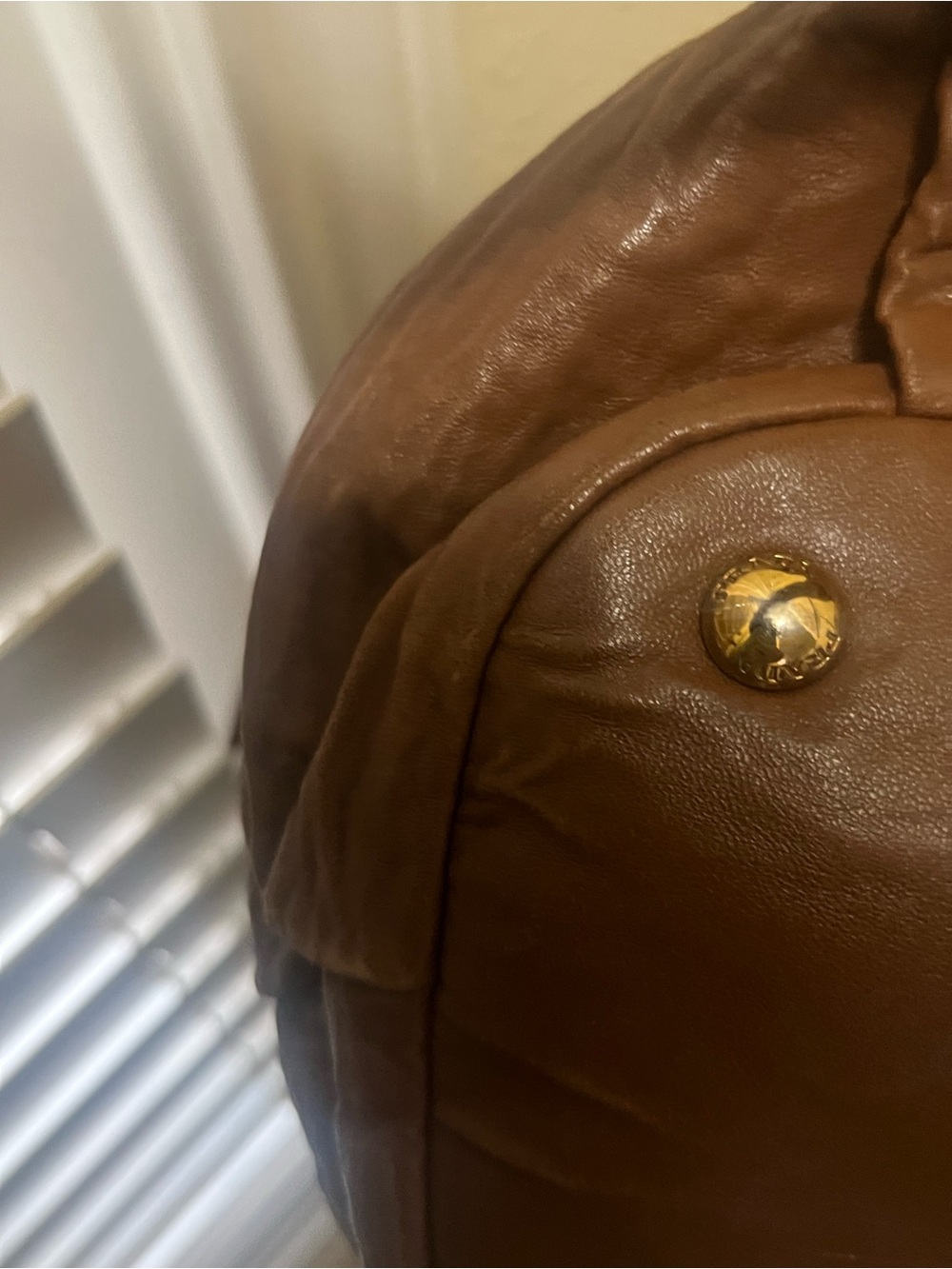 Prada Brown Leather Shoulder Bag with Gold Logo - Picture 9 of 13